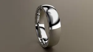 Polished White Gold 6mm Side Design Wedding Band