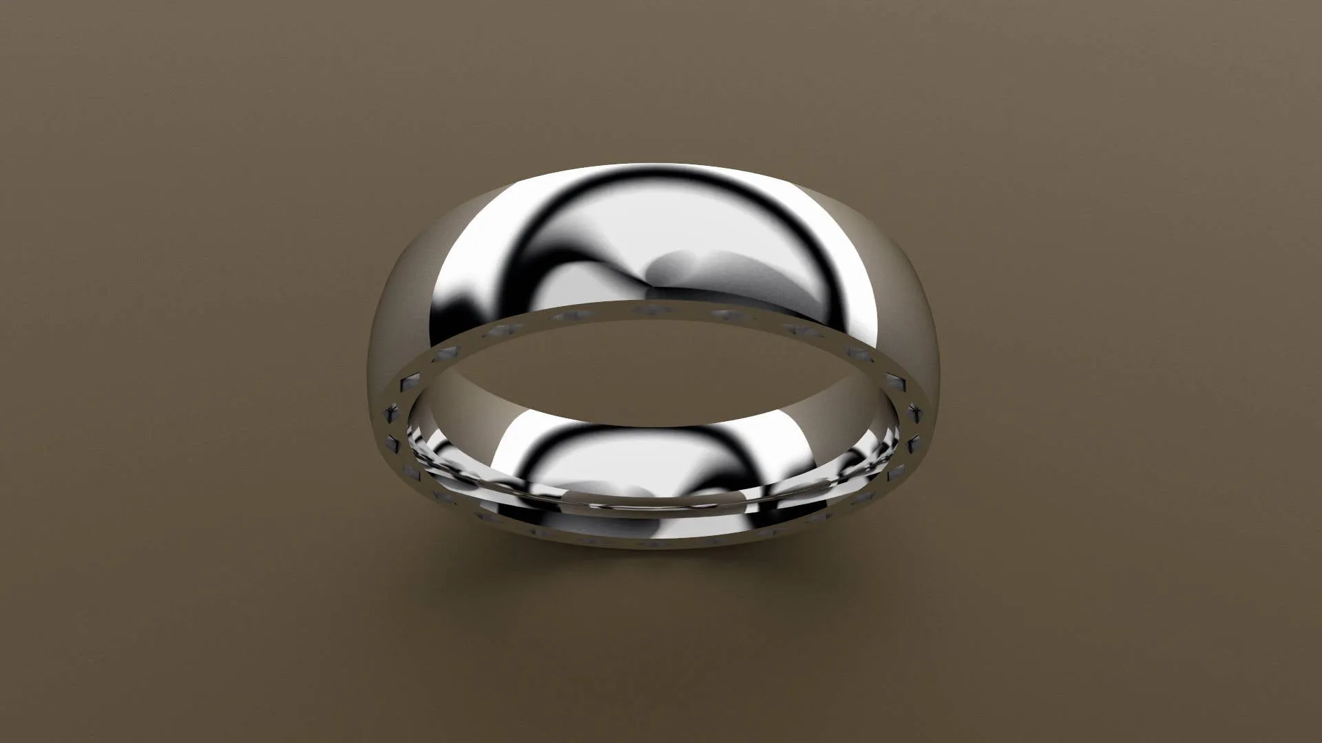 Polished White Gold 6mm Side Design Wedding Band