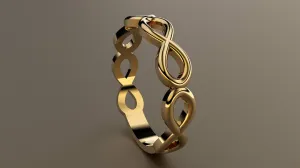 Polished Yellow Gold Infinity Ring Wedding Band