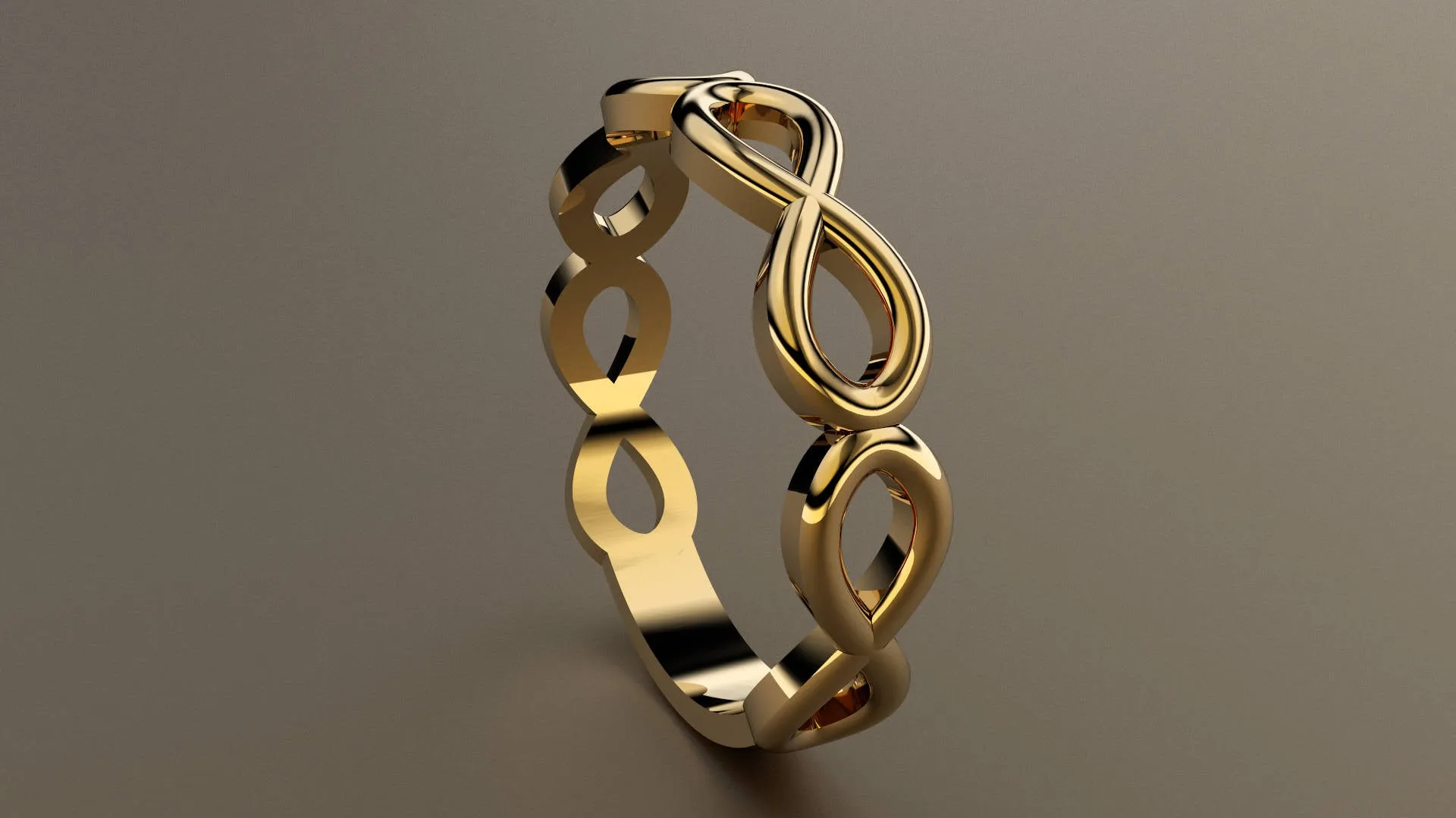 Polished Yellow Gold Infinity Ring Wedding Band