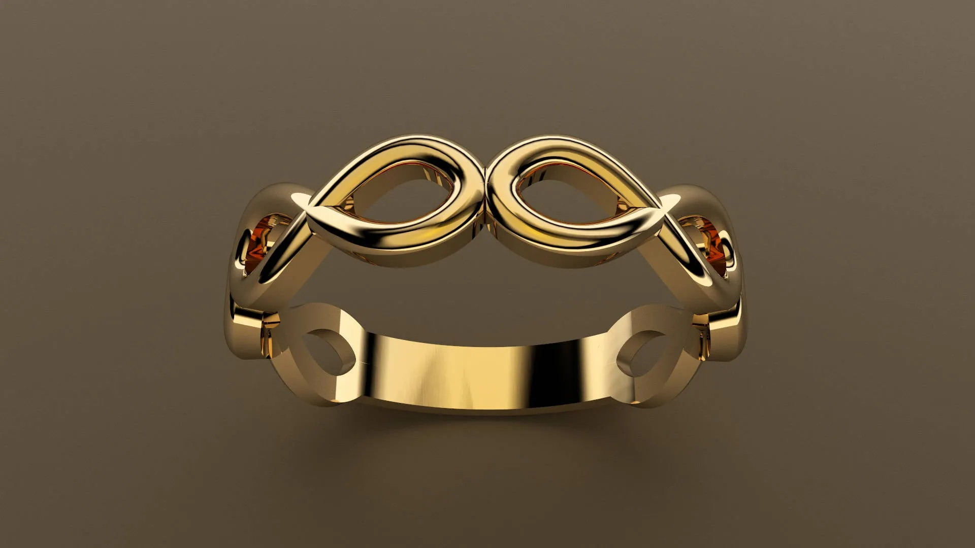 Polished Yellow Gold Infinity Ring Wedding Band