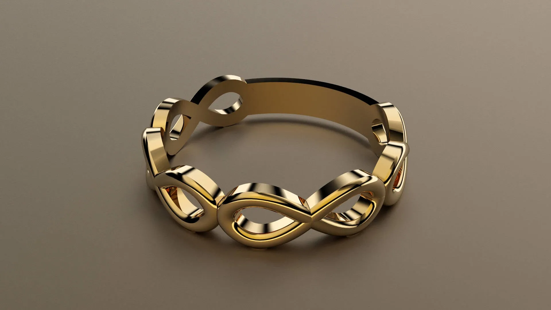 Polished Yellow Gold Infinity Ring Wedding Band