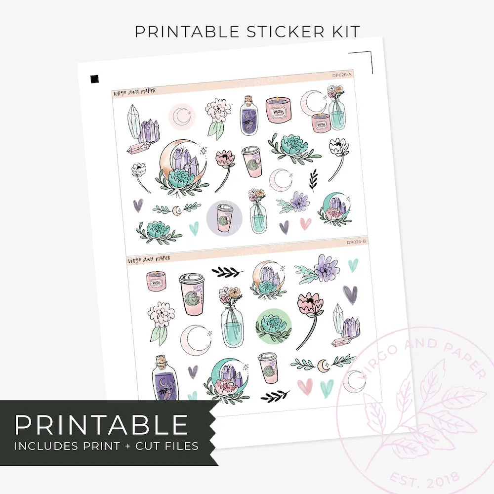 Printable Decorative Stickers - Moonlight