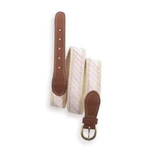 Printed Belt -- Pink Seersucker Stripe
