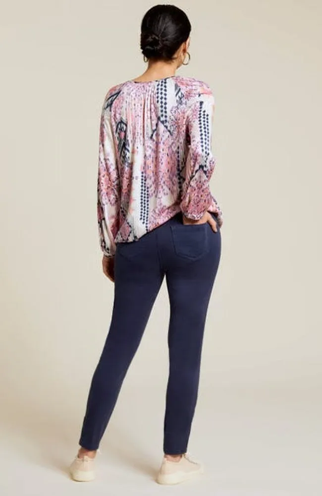 Printed Lace Insert Blouse