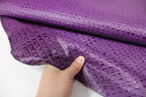PURPLE CAIMAN EMBOSSED LEATHER: Genuine Leather 2.5-3 oz. - Leather working, Perfect for Bags, Earrings, Wallets