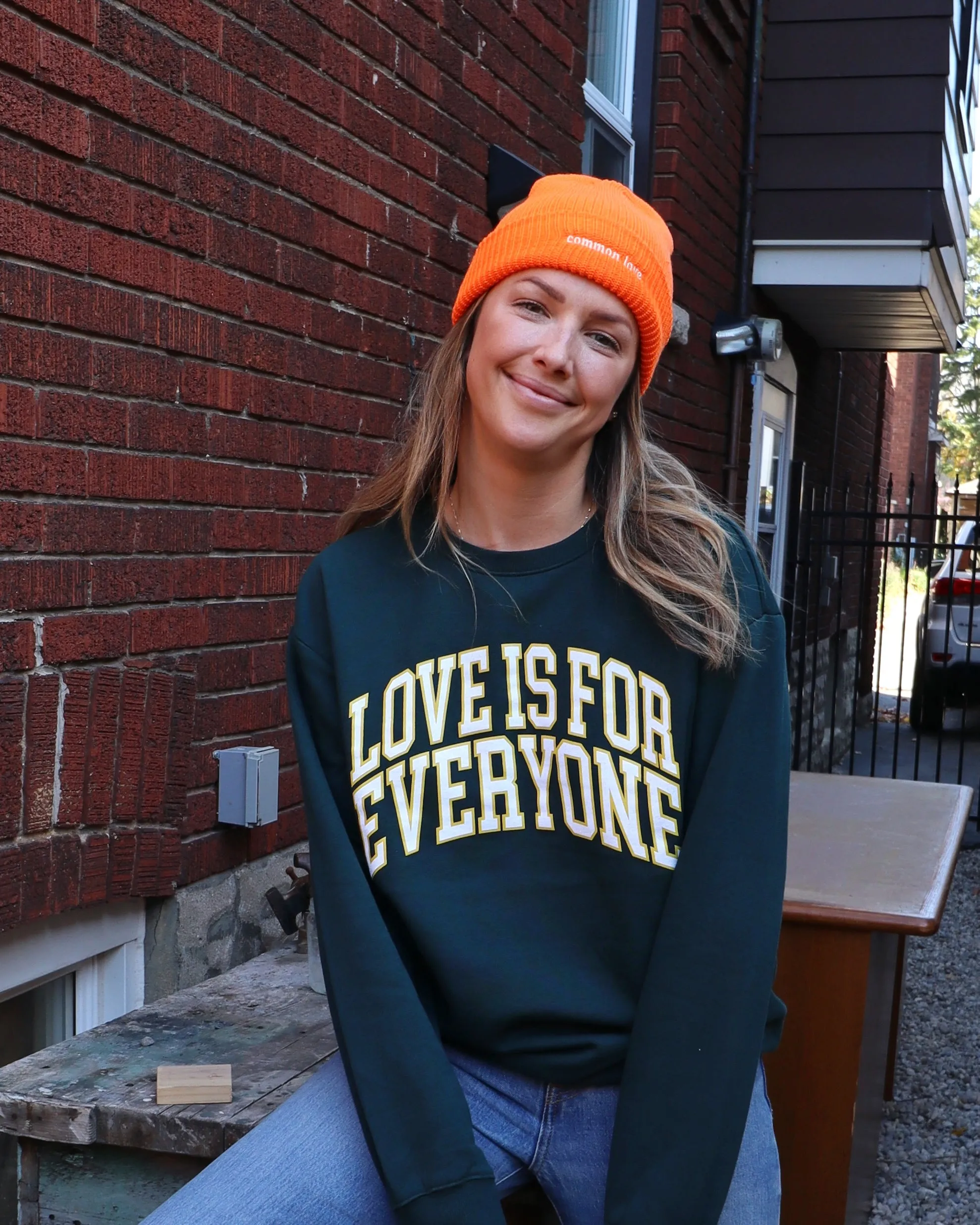 "LOVE IS" Relaxed Crewneck (Dark Green)