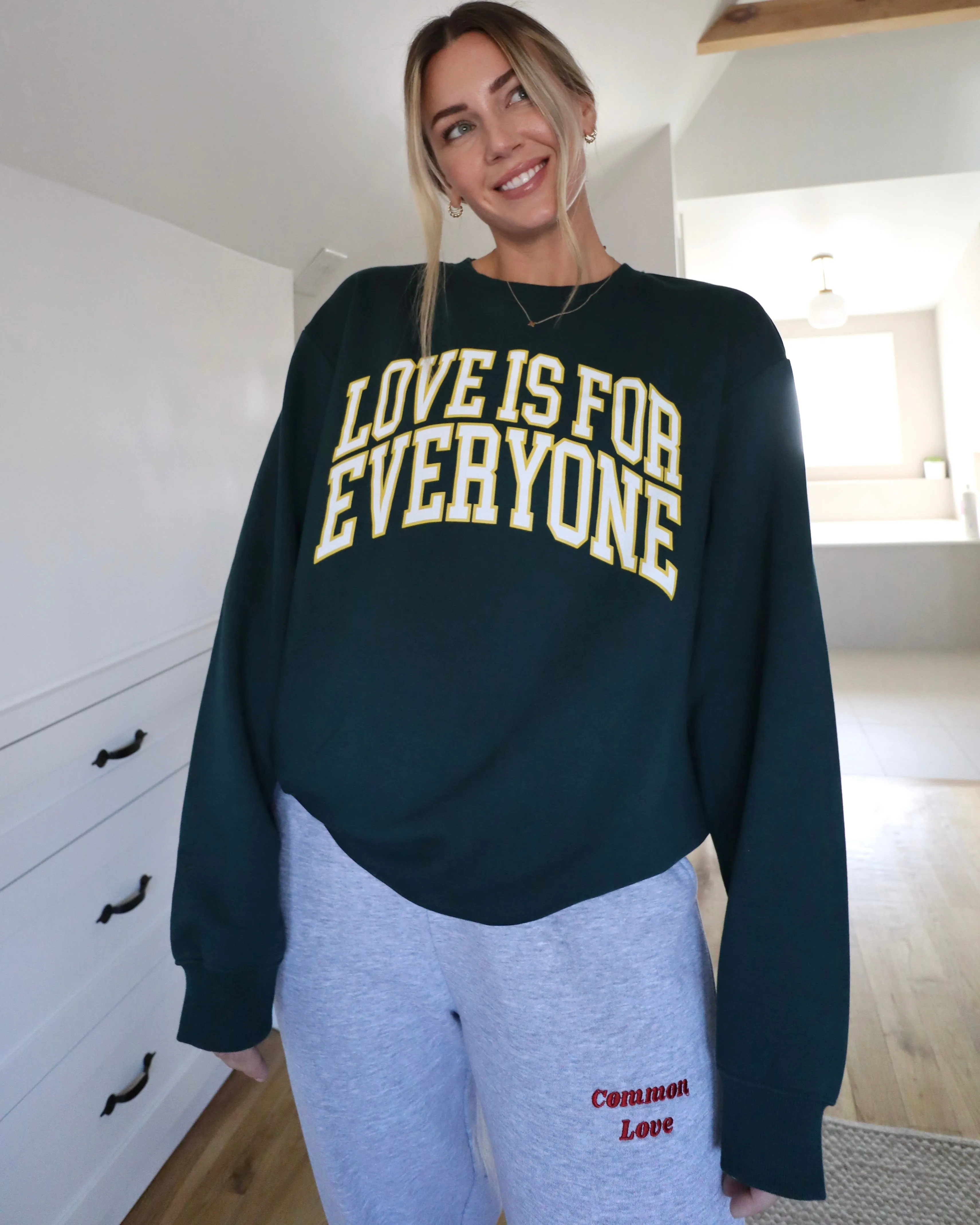 "LOVE IS" Relaxed Crewneck (Dark Green)