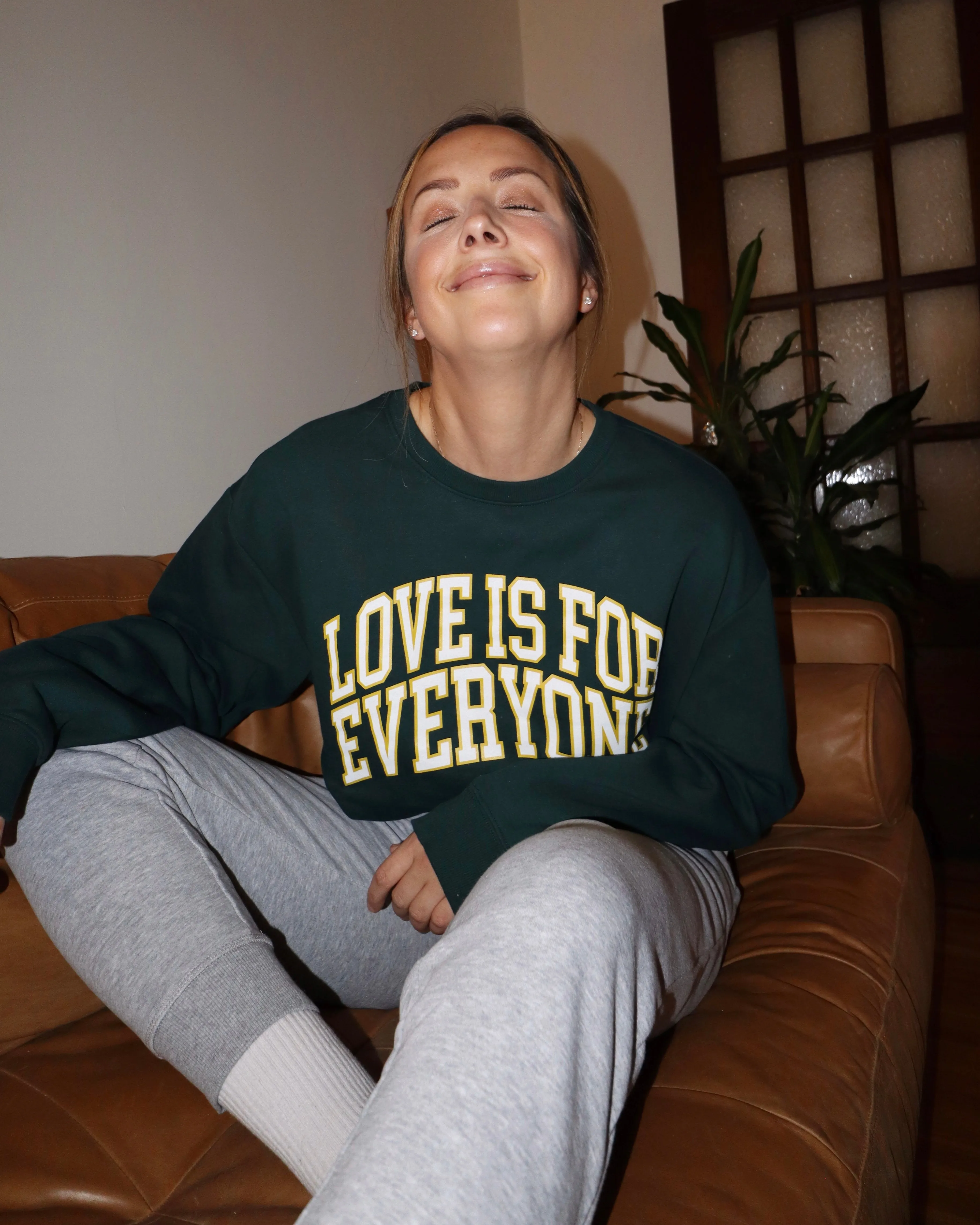"LOVE IS" Relaxed Crewneck (Dark Green)