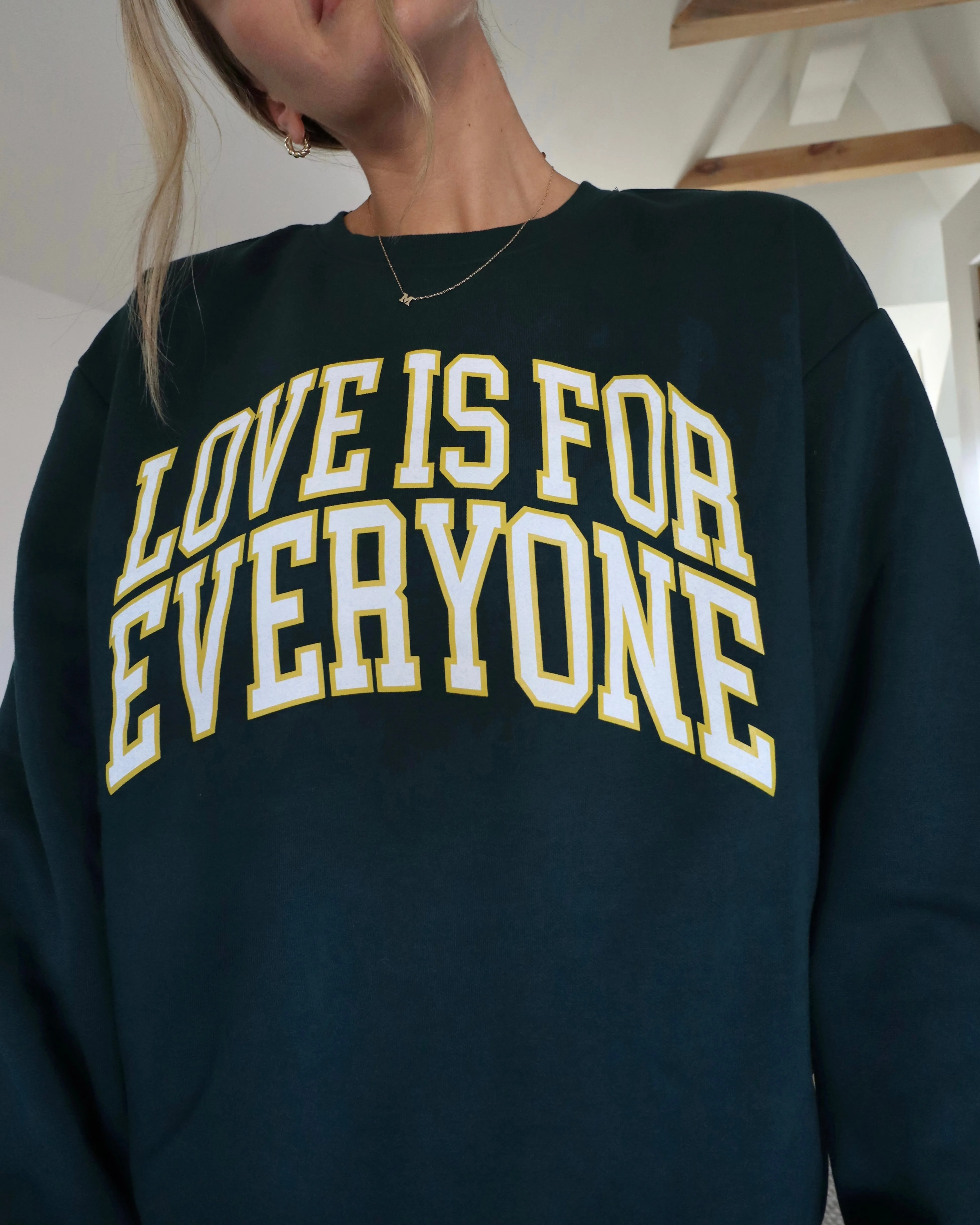 "LOVE IS" Relaxed Crewneck (Dark Green)