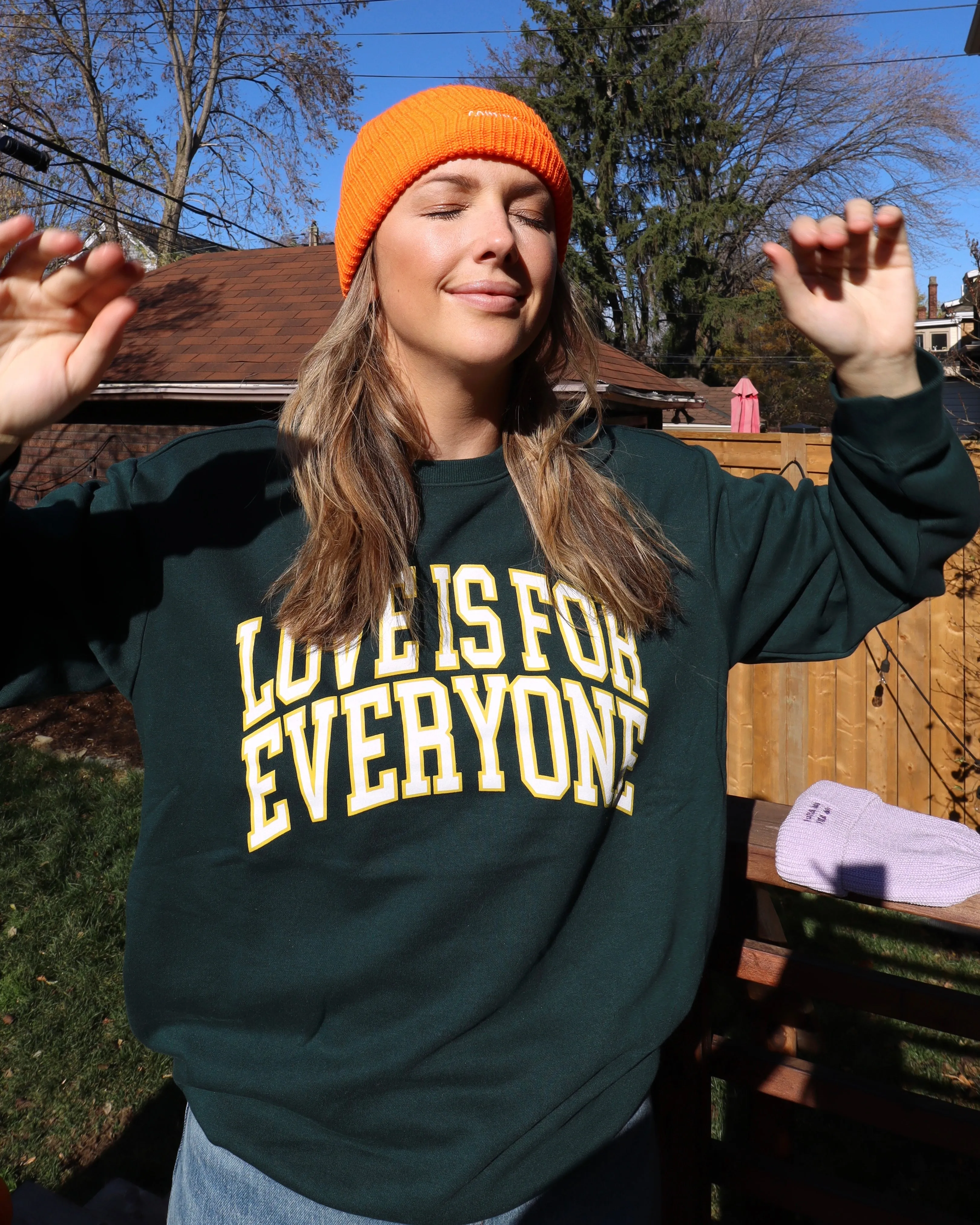 "LOVE IS" Relaxed Crewneck (Dark Green)