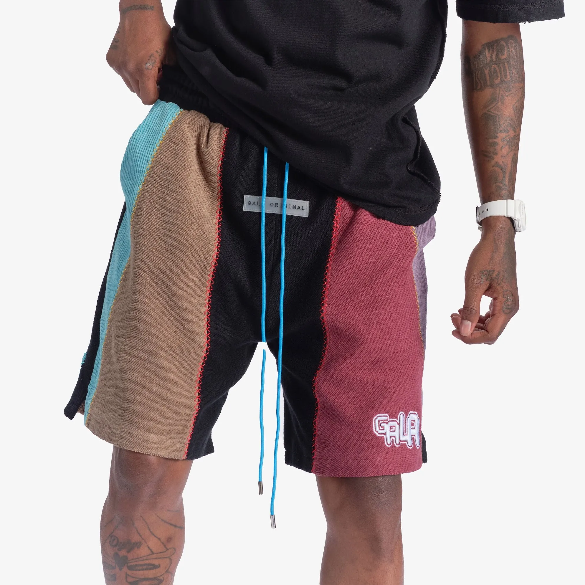 "Slicer" Panel Shorts (maroon/teal)