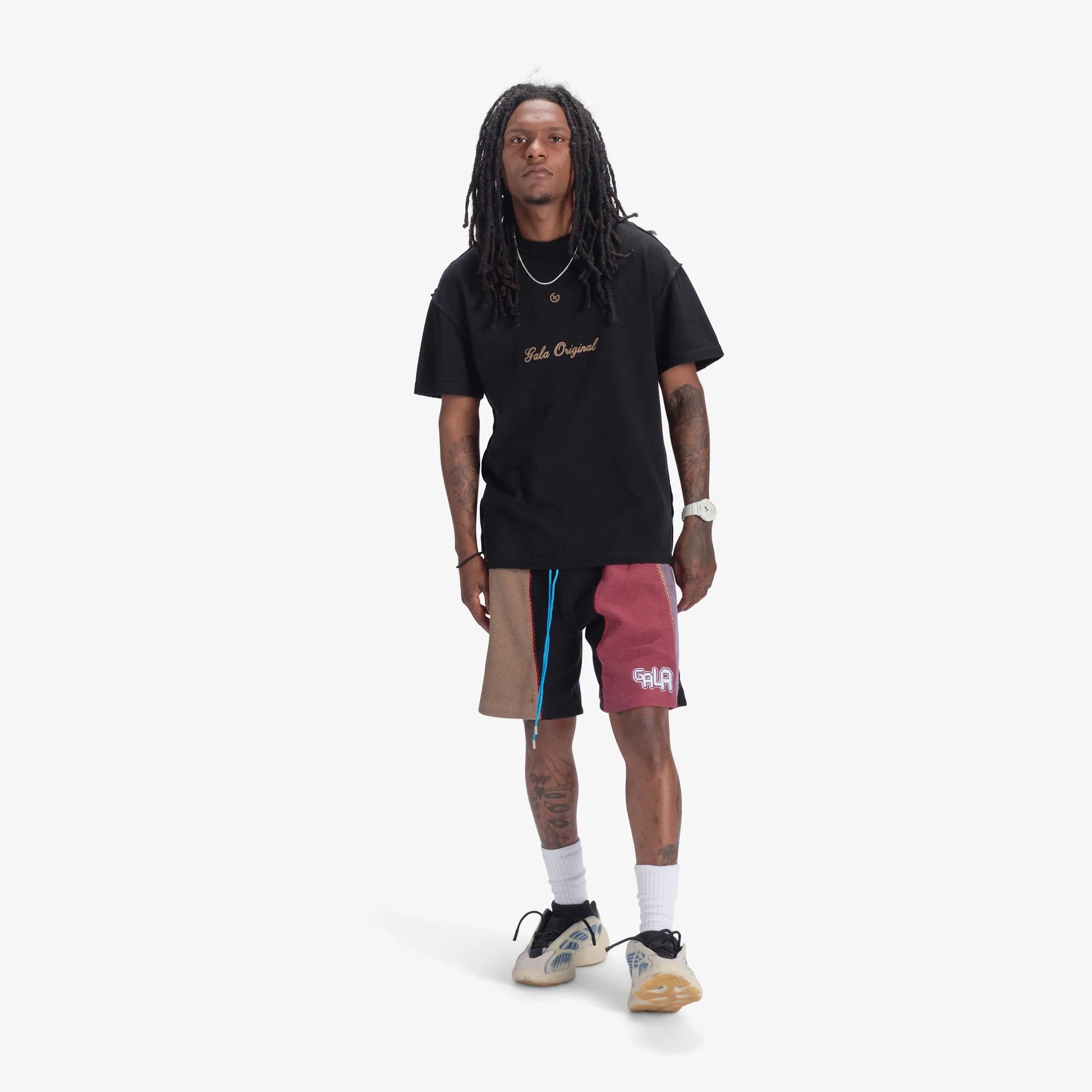 "Slicer" Panel Shorts (maroon/teal)