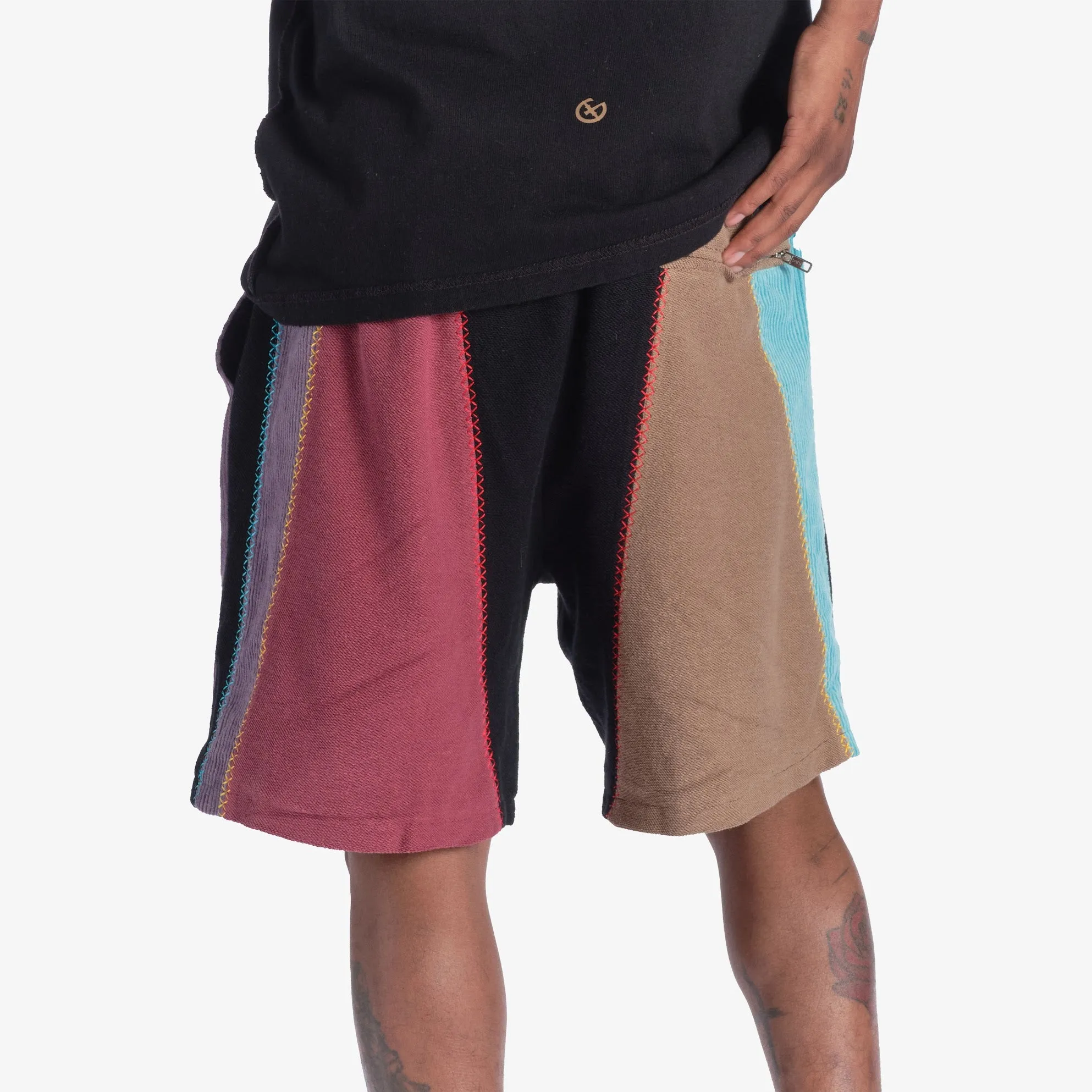 "Slicer" Panel Shorts (maroon/teal)