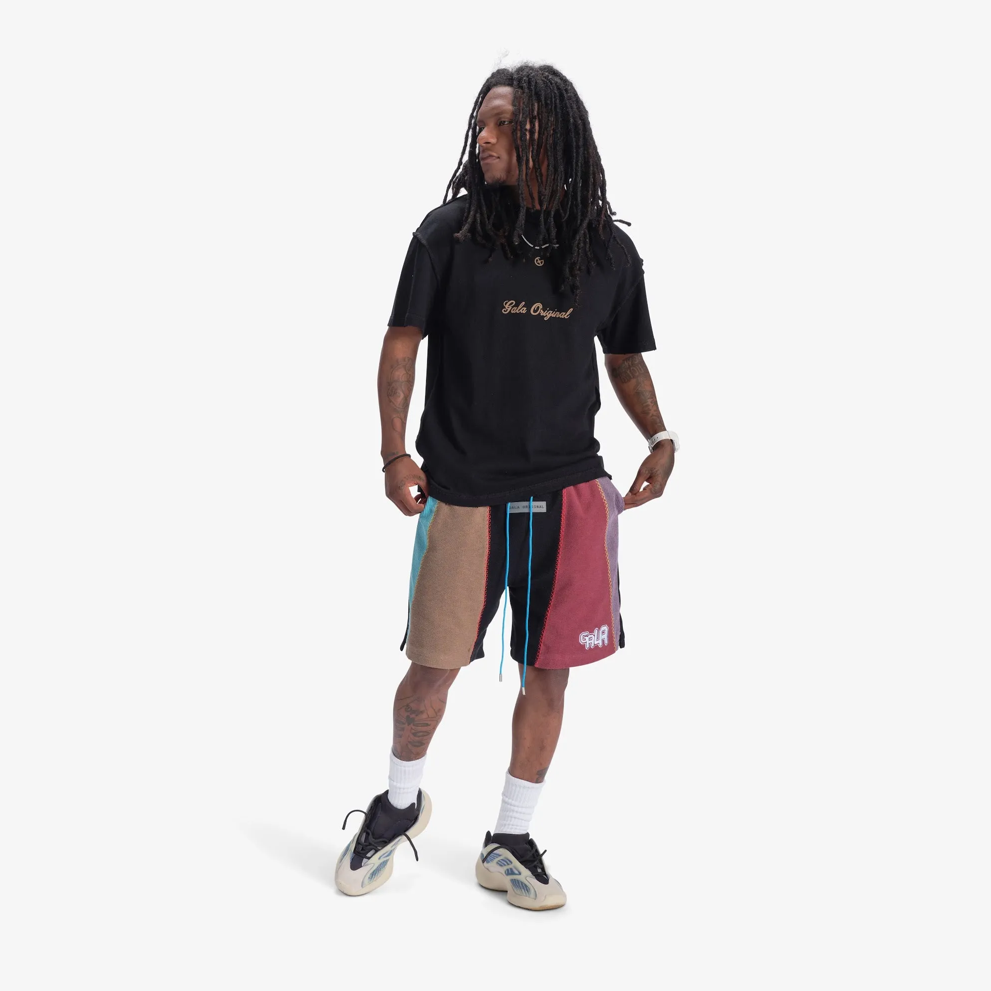 "Slicer" Panel Shorts (maroon/teal)