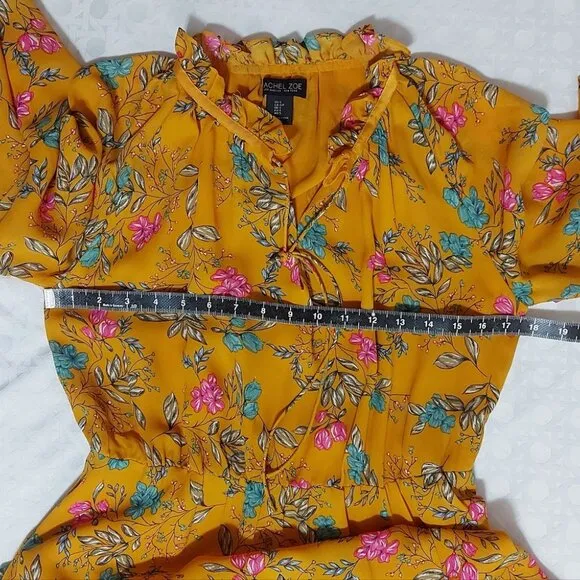 Rachel Zoe Maxi Dress Size Small Floral Flowy Front Slit Boho Elastic Waist