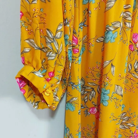 Rachel Zoe Maxi Dress Size Small Floral Flowy Front Slit Boho Elastic Waist