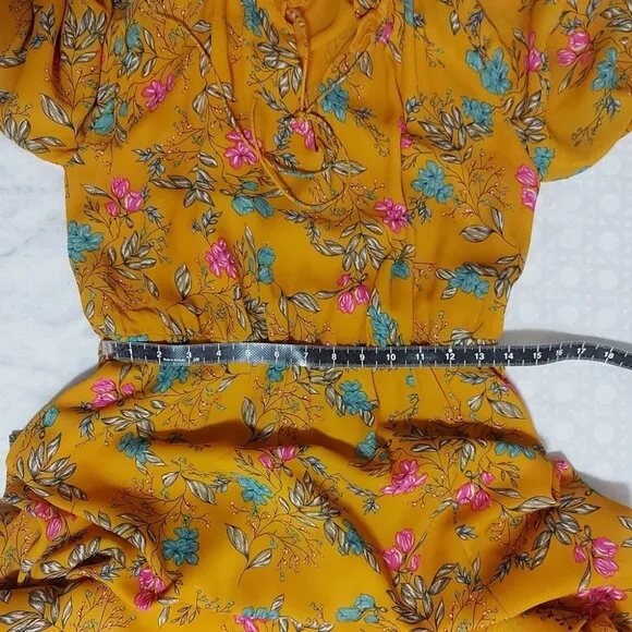 Rachel Zoe Maxi Dress Size Small Floral Flowy Front Slit Boho Elastic Waist