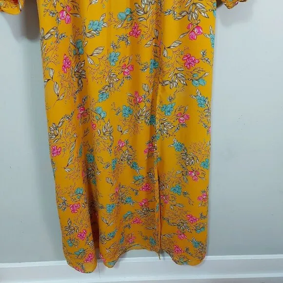 Rachel Zoe Maxi Dress Size Small Floral Flowy Front Slit Boho Elastic Waist