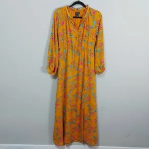 Rachel Zoe Maxi Dress Size Small Floral Flowy Front Slit Boho Elastic Waist