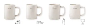 Rae Dunn Running Mugs, Set of 4