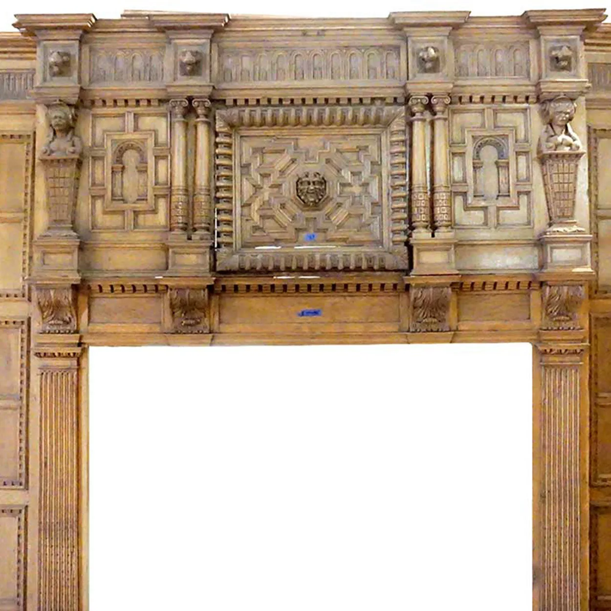Rare English Jacobean Broke Hall Oak Paneled Room and Fireplace Surround
