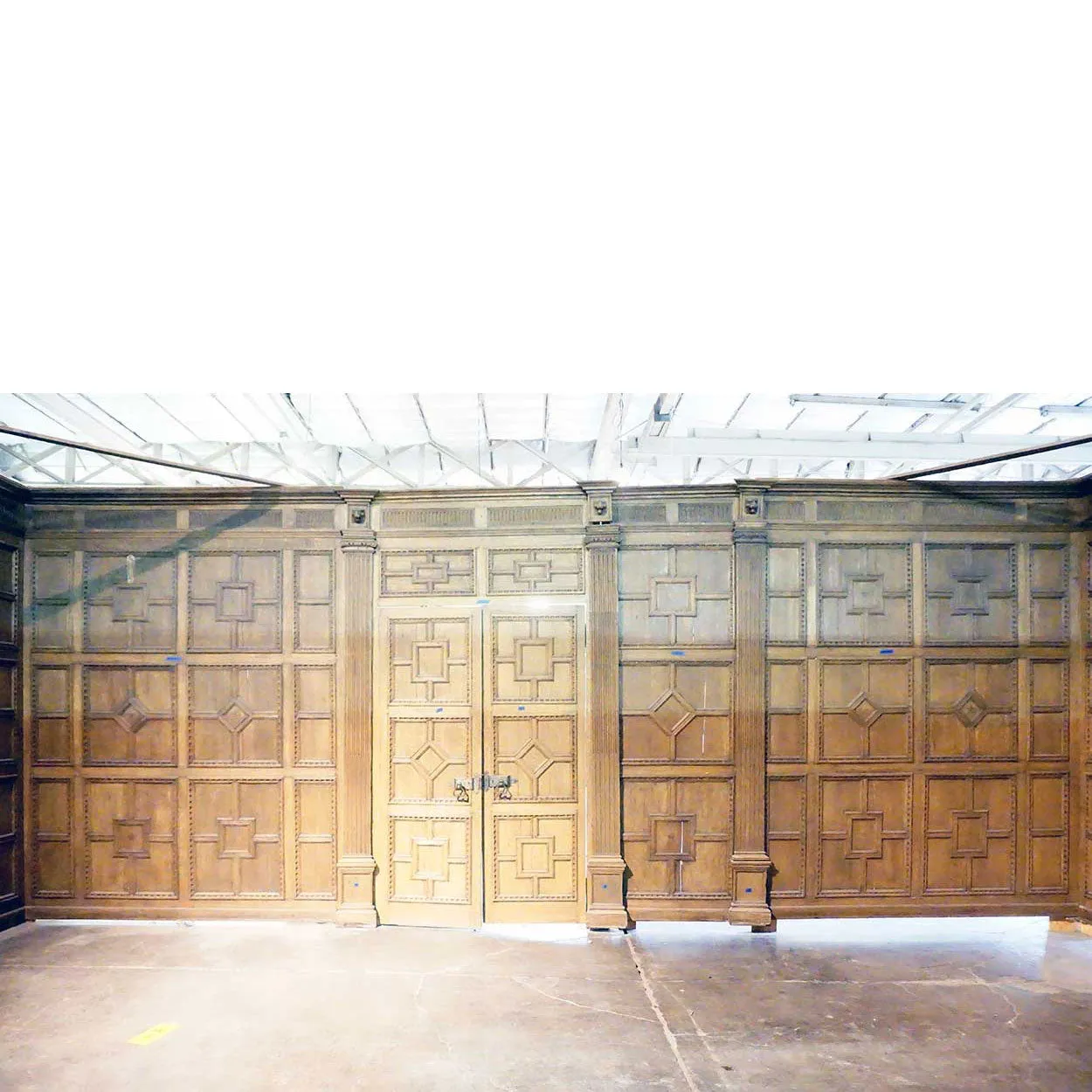 Rare English Jacobean Broke Hall Oak Paneled Room and Fireplace Surround