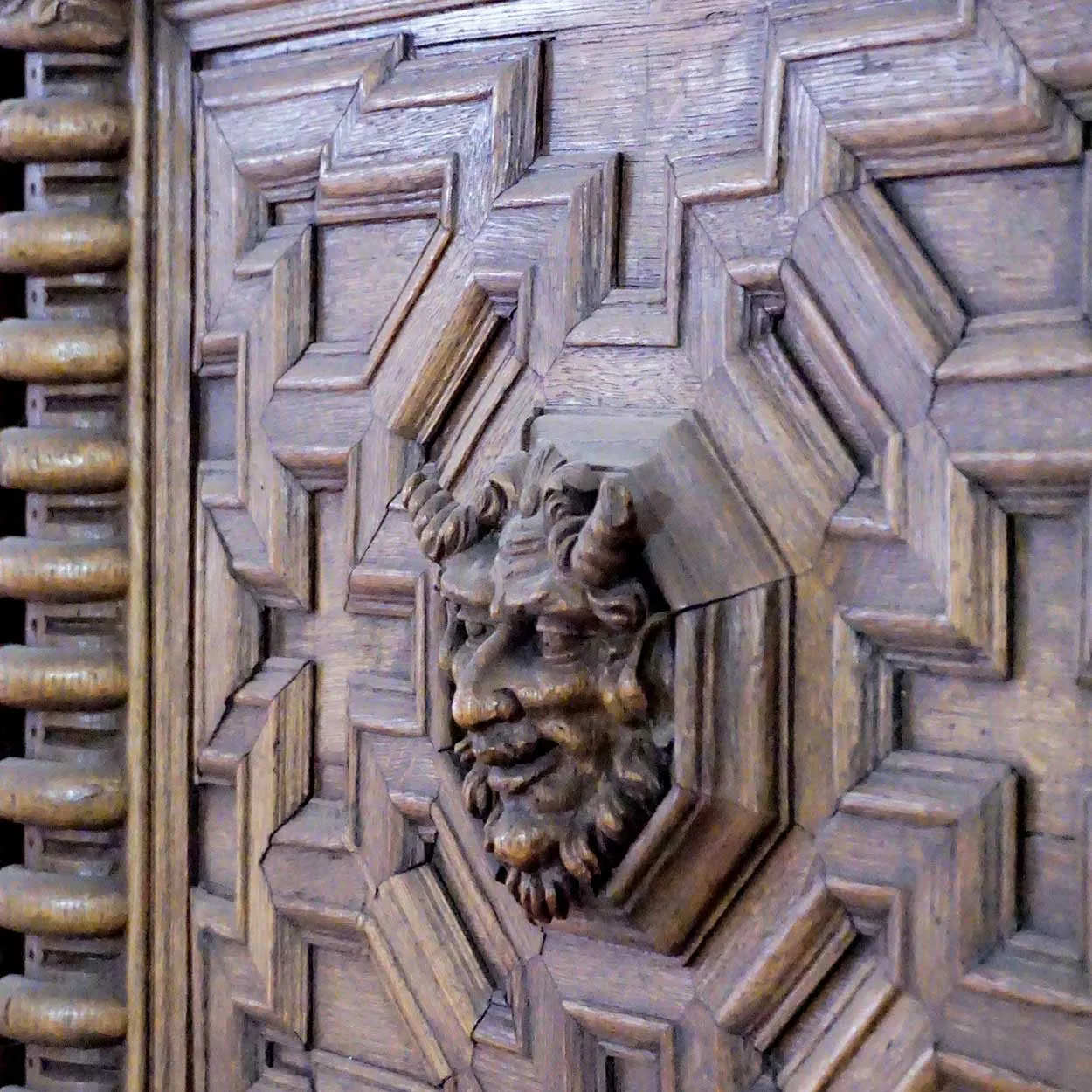 Rare English Jacobean Broke Hall Oak Paneled Room and Fireplace Surround