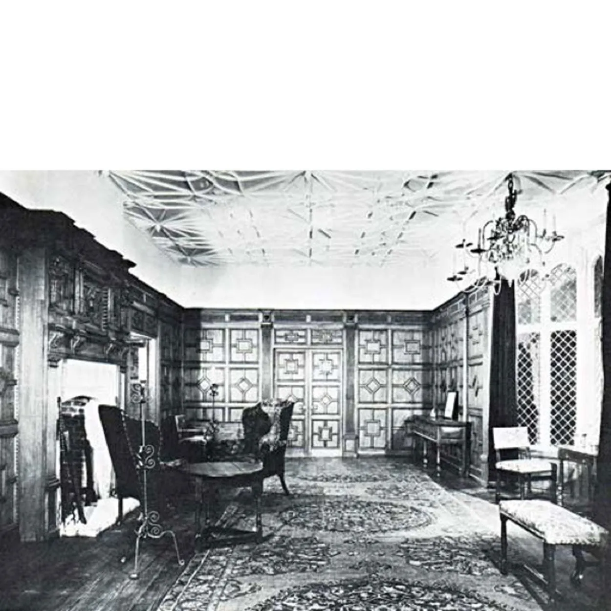 Rare English Jacobean Broke Hall Oak Paneled Room and Fireplace Surround