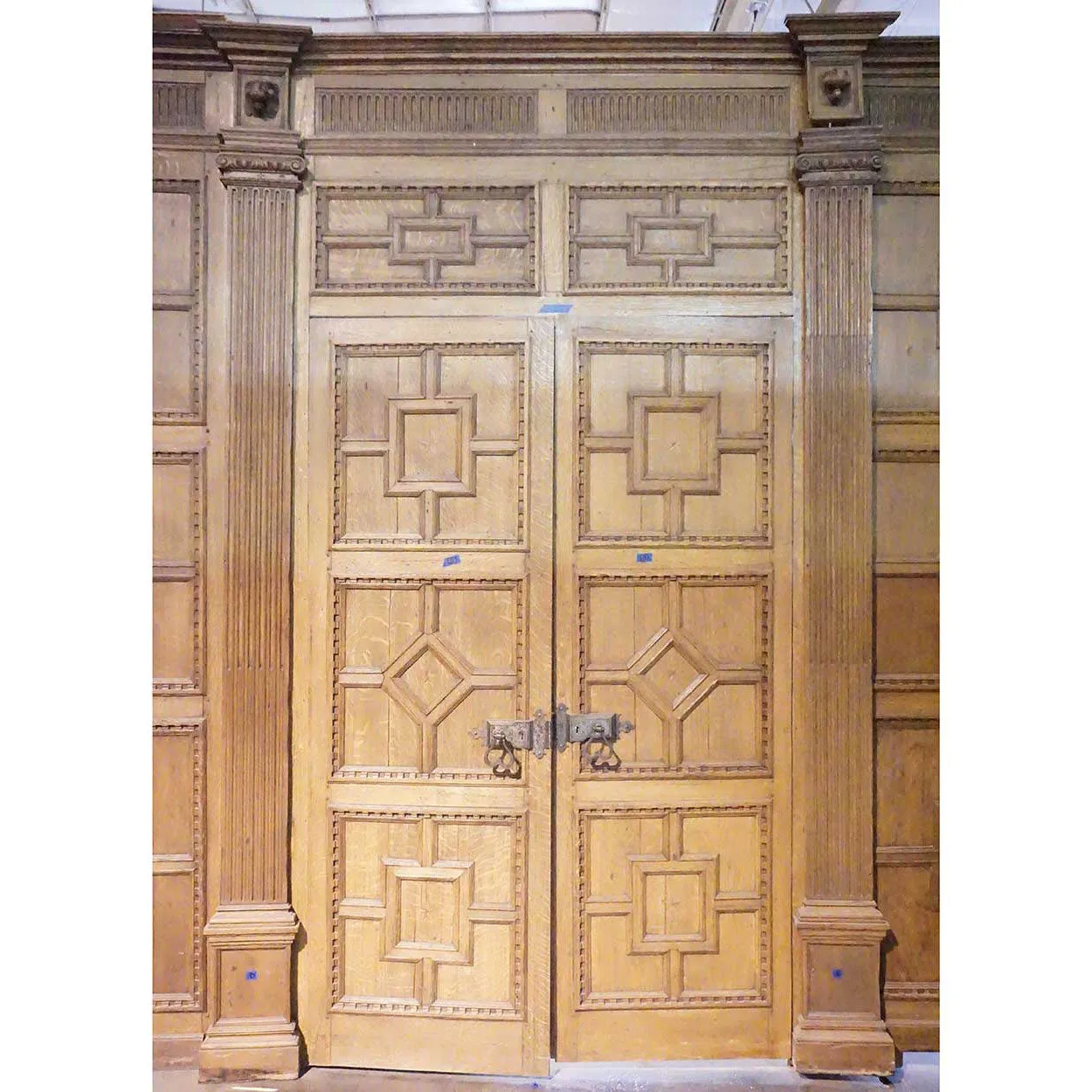 Rare English Jacobean Broke Hall Oak Paneled Room and Fireplace Surround