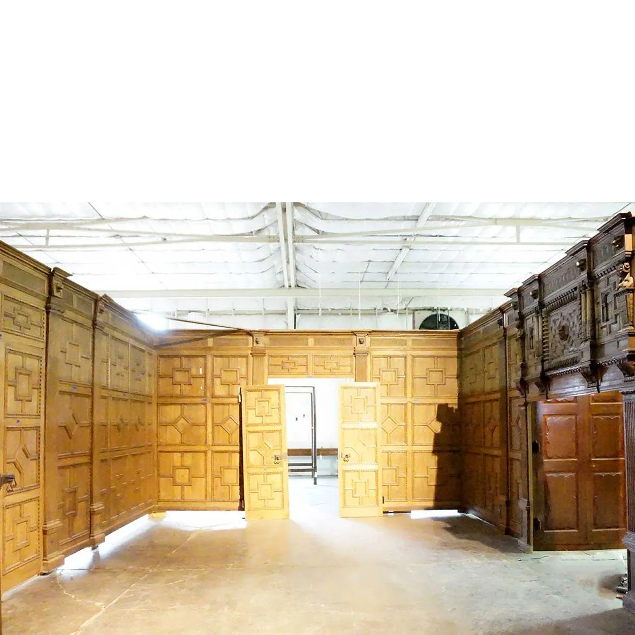 Rare English Jacobean Broke Hall Oak Paneled Room and Fireplace Surround