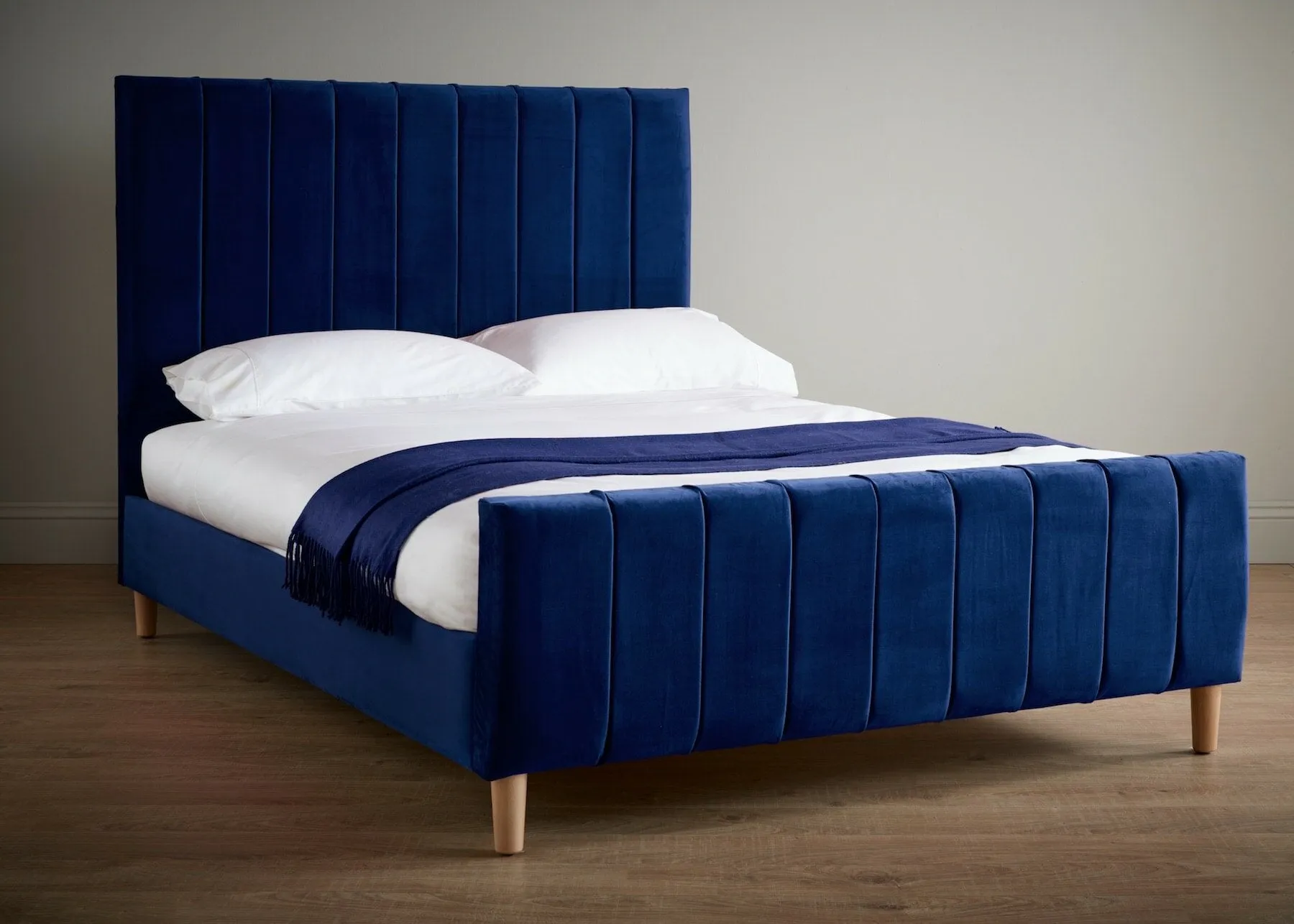 Raya Luxury Bed Frame With Wooden Legs