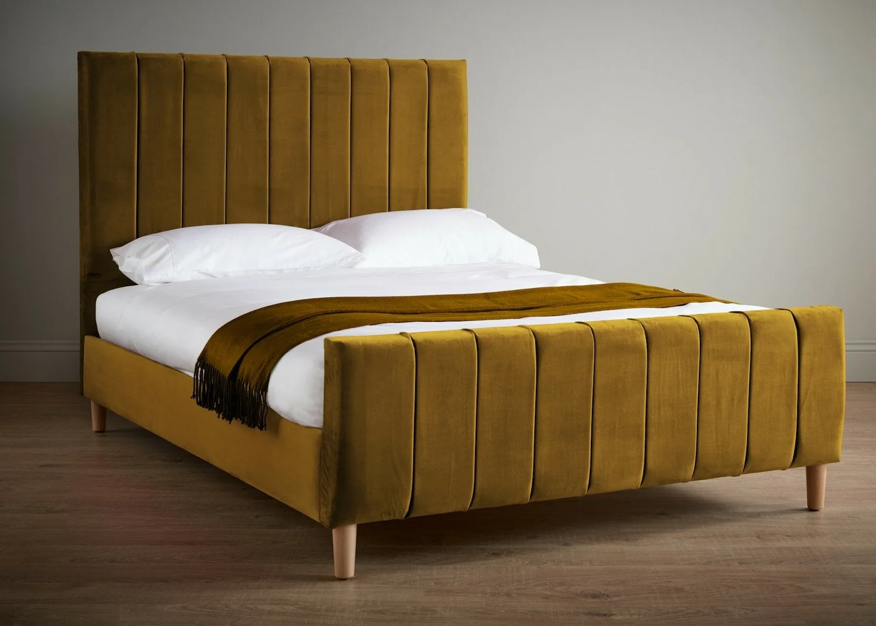 Raya Luxury Bed Frame With Wooden Legs
