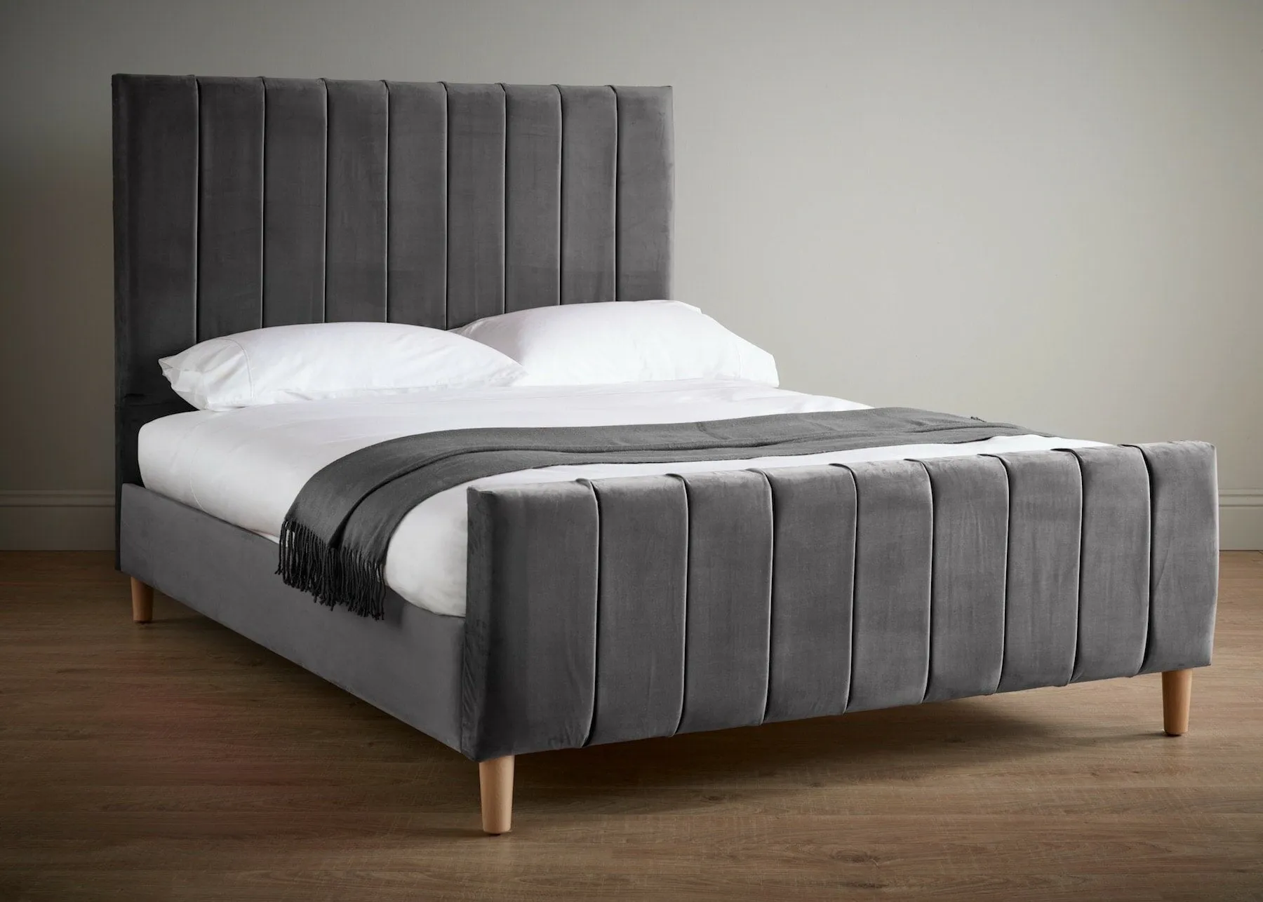 Raya Luxury Bed Frame With Wooden Legs