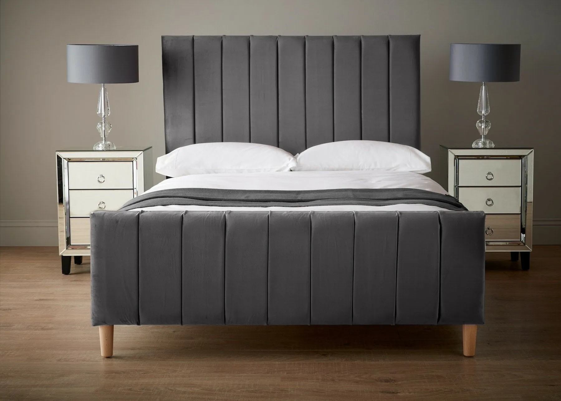 Raya Luxury Bed Frame With Wooden Legs