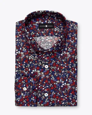 Red and Blue on Navy Print