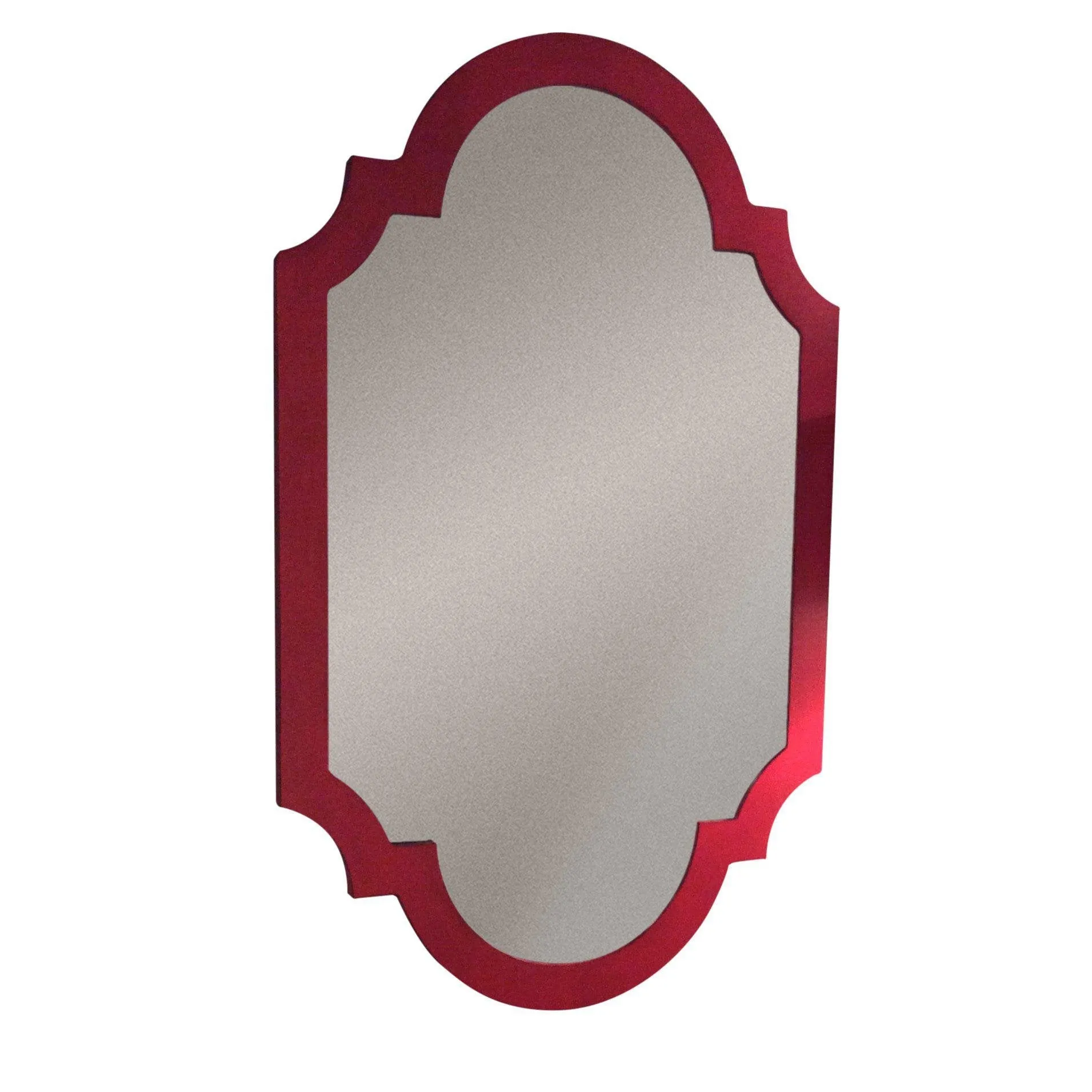 Red Asian Chippendale Mirror