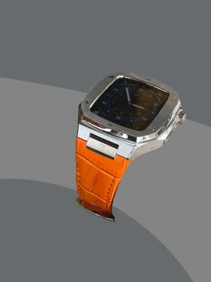 Red Orange Alligator - Silver Buckle