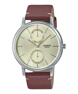 Reloj casual correa de cuero MTP-B310L-9AV