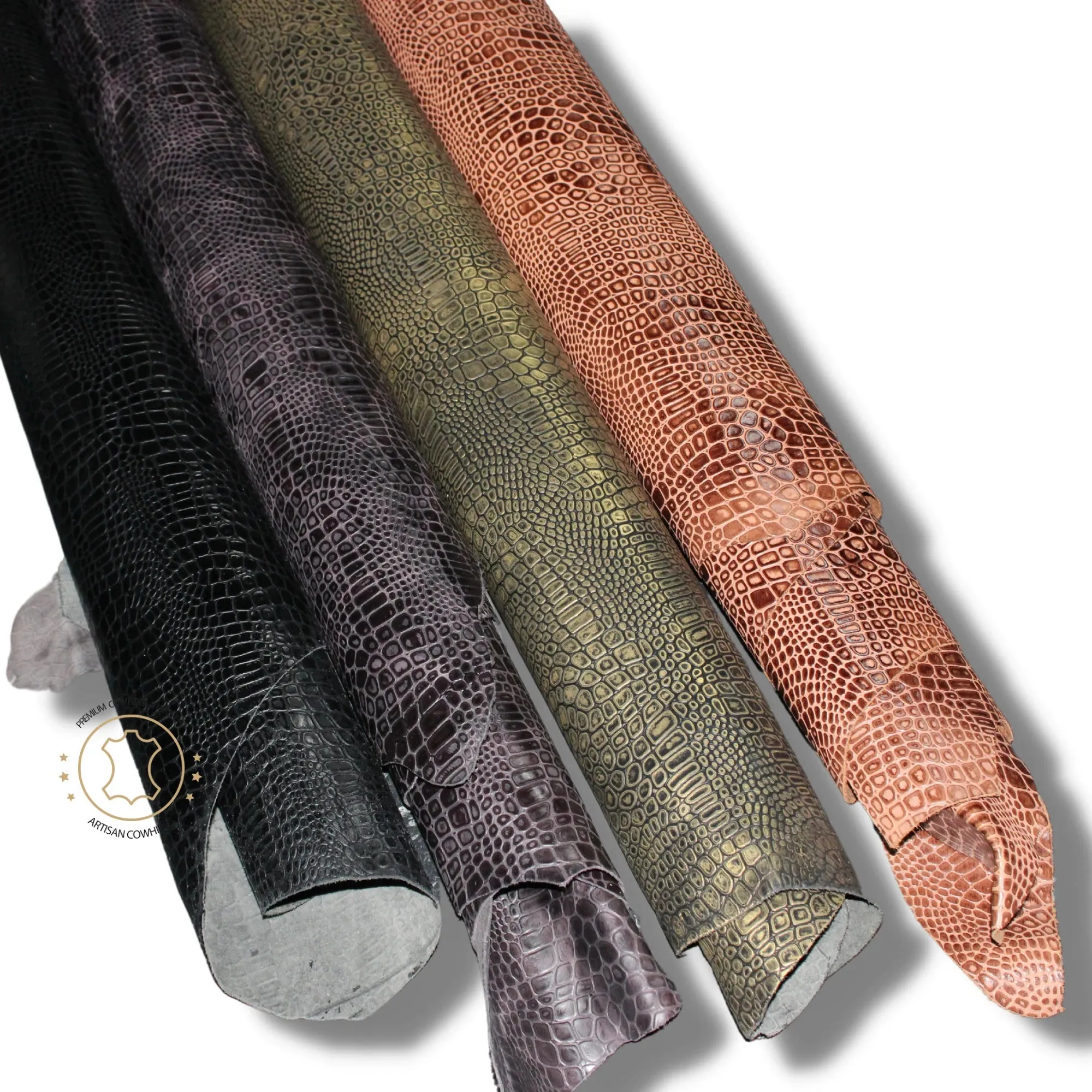 Reptile Embossed Leather Black: Leather 3 .5- 4.0 oz. | 1.4 - 1.6 mm - Leather for Projects - Leathercraft