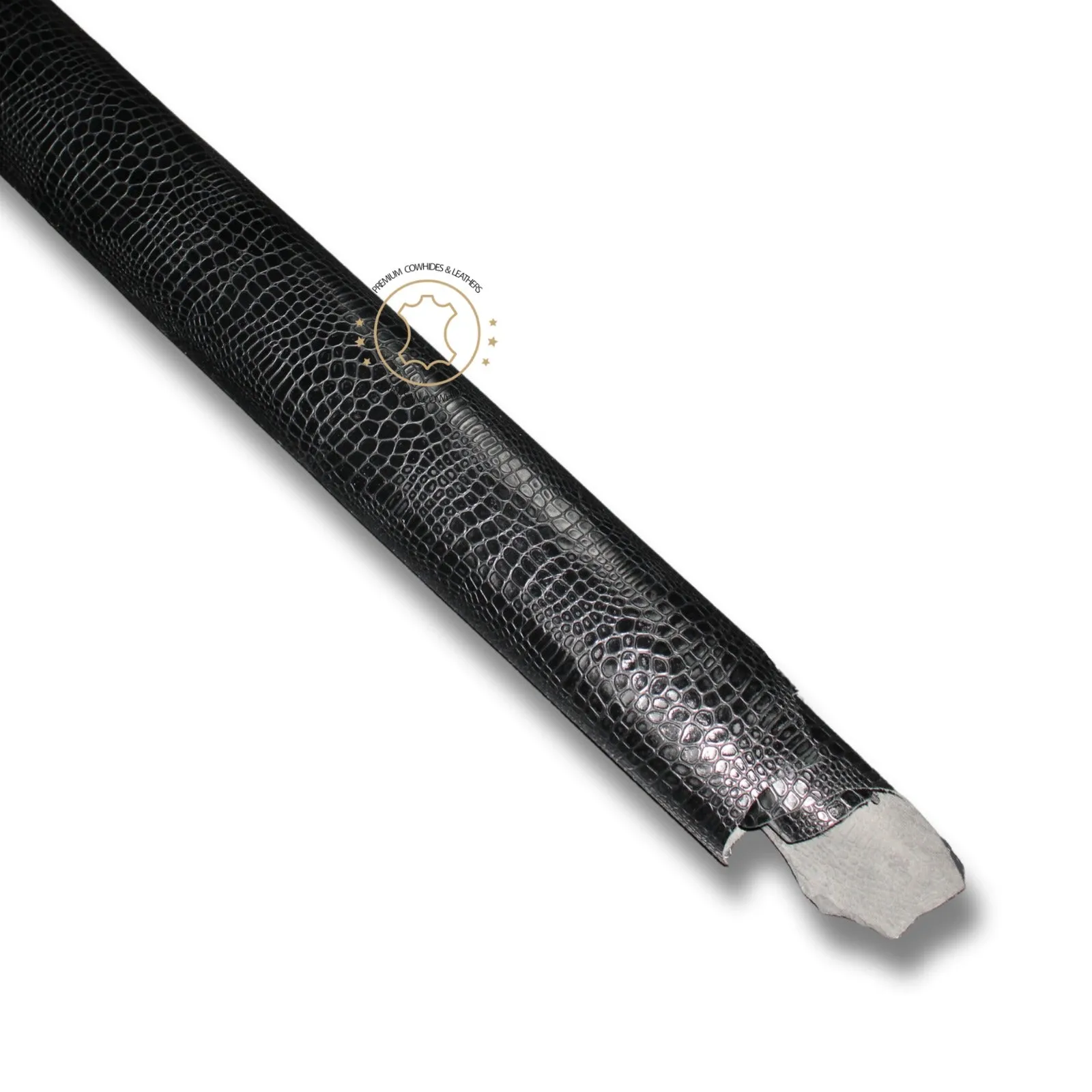 Reptile Embossed Leather Black: Leather 3 .5- 4.0 oz. | 1.4 - 1.6 mm - Leather for Projects - Leathercraft