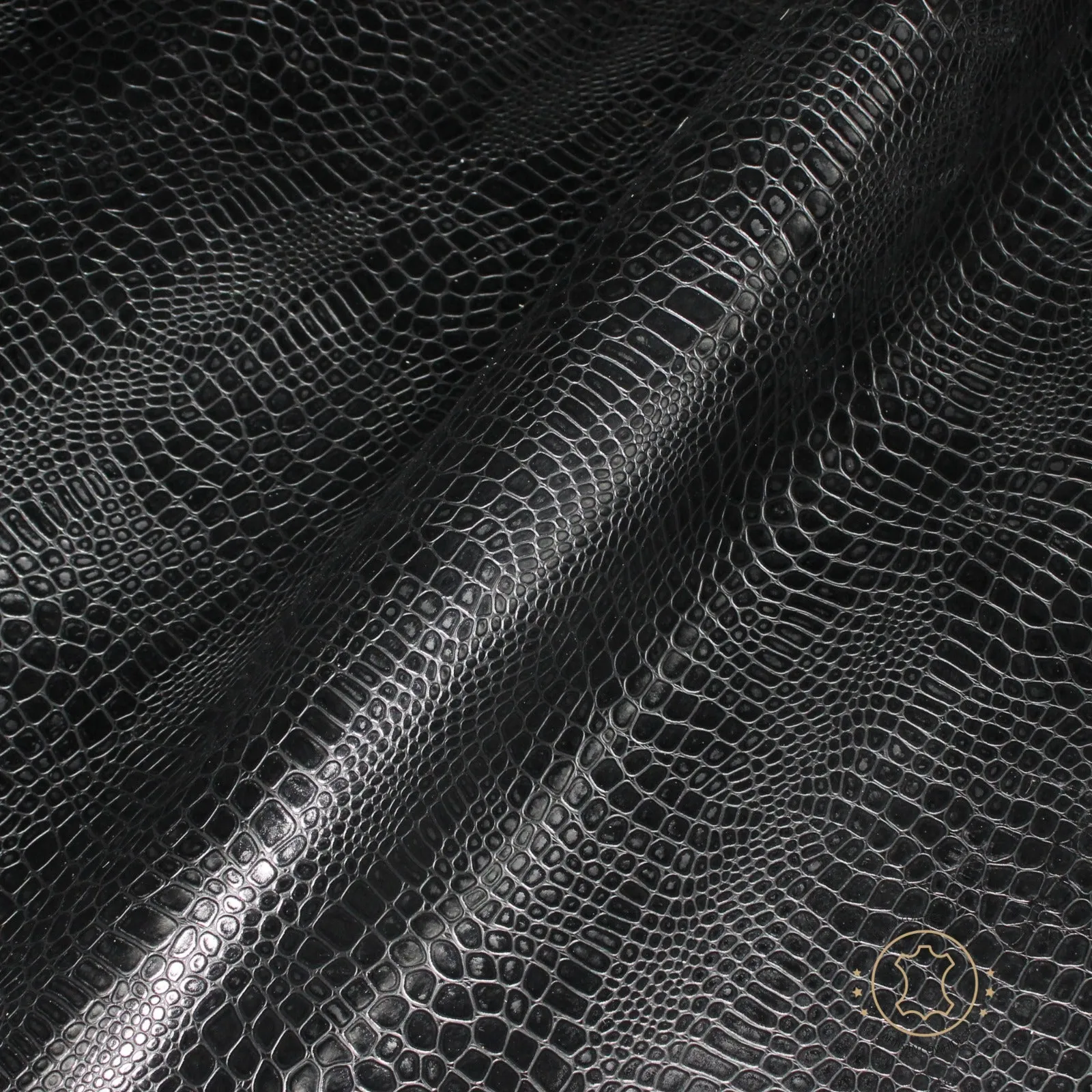 Reptile Embossed Leather Black: Leather 3 .5- 4.0 oz. | 1.4 - 1.6 mm - Leather for Projects - Leathercraft