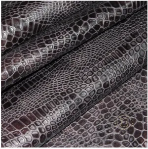 Reptile Embossed Leather Brown Pull Up : Leather 3 .5- 4.0 oz. | 1.4 - 1.6 mm - Leather for Projects - Caiman Embossed