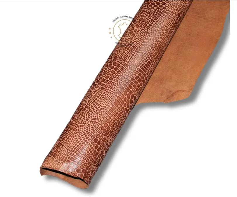 Reptile Embossed Leather Medium Brown: Leather 3 .5- 4.0 oz. | 1.4 - 1.6 mm - Leather for Projects - Leathercraft