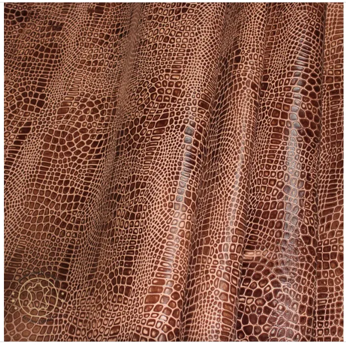 Reptile Embossed Leather Medium Brown: Leather 3 .5- 4.0 oz. | 1.4 - 1.6 mm - Leather for Projects - Leathercraft