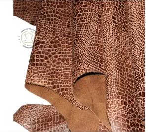 Reptile Embossed Leather Medium Brown: Leather 3 .5- 4.0 oz. | 1.4 - 1.6 mm - Leather for Projects - Leathercraft
