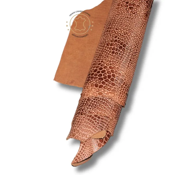 Reptile Embossed Leather Medium Brown: Leather 3 .5- 4.0 oz. | 1.4 - 1.6 mm - Leather for Projects - Leathercraft