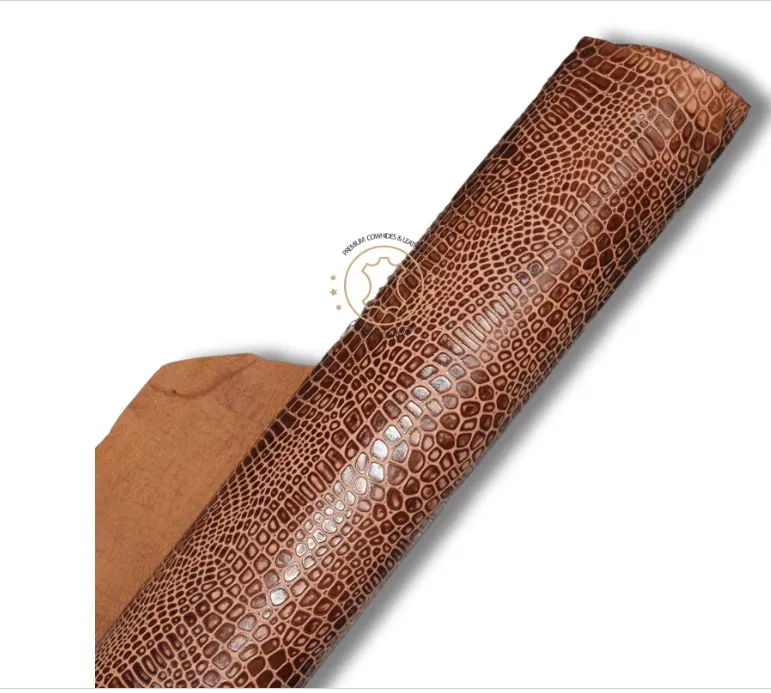 Reptile Embossed Leather Medium Brown: Leather 3 .5- 4.0 oz. | 1.4 - 1.6 mm - Leather for Projects - Leathercraft