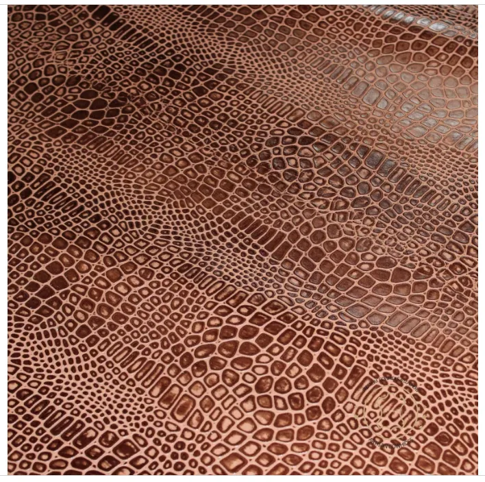 Reptile Embossed Leather Medium Brown: Leather 3 .5- 4.0 oz. | 1.4 - 1.6 mm - Leather for Projects - Leathercraft