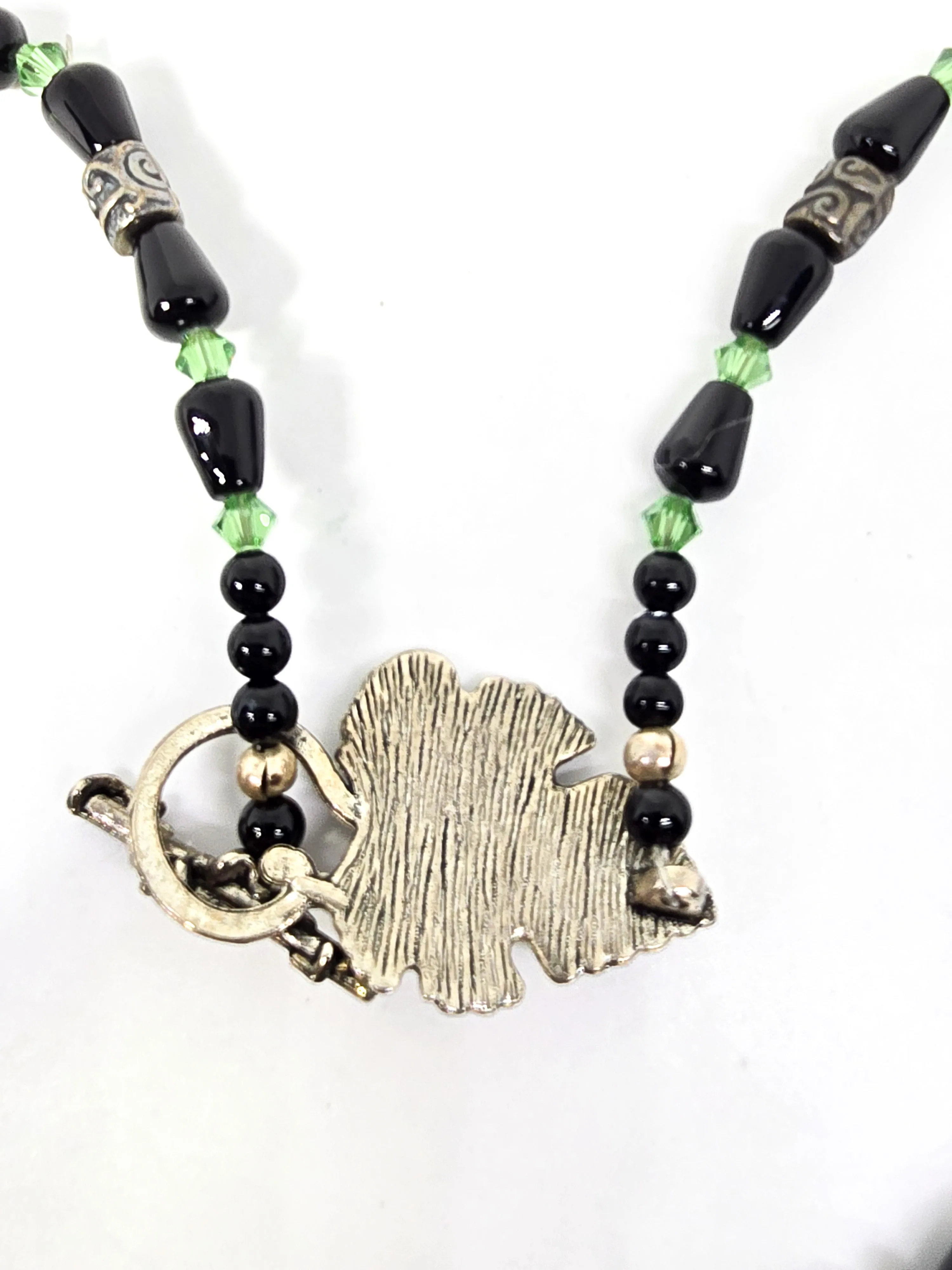 Retro Frog lamp work hand crafted artisan 1990's beaded toggle clasp necklace